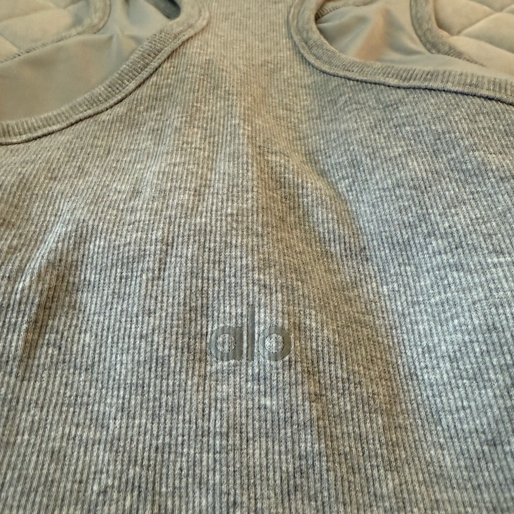 ALO Yoga Heather Gray Ribbed Racerback Tank - Picture 4 of 4